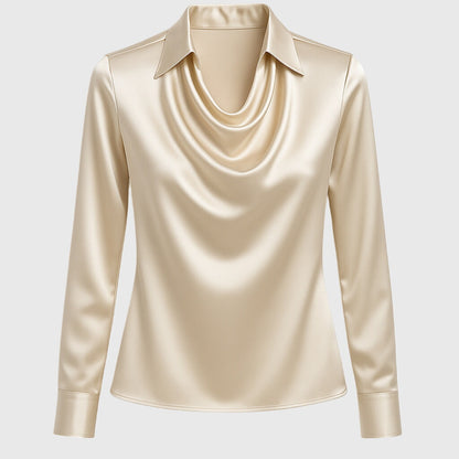 Dames Blouse Lange Mouwen Met Draperie Elegant Design - StudioMarella