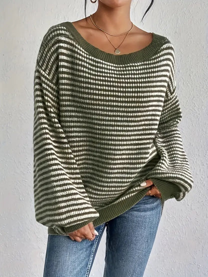 Vrouwelijke Gebreide Trui met Lage Schouders Casual Stijl