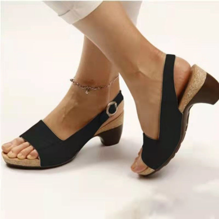 Dames Sandalen met Ronde Neus – Comfortabele Zomersandalen in Leer – Rubberen Zool
