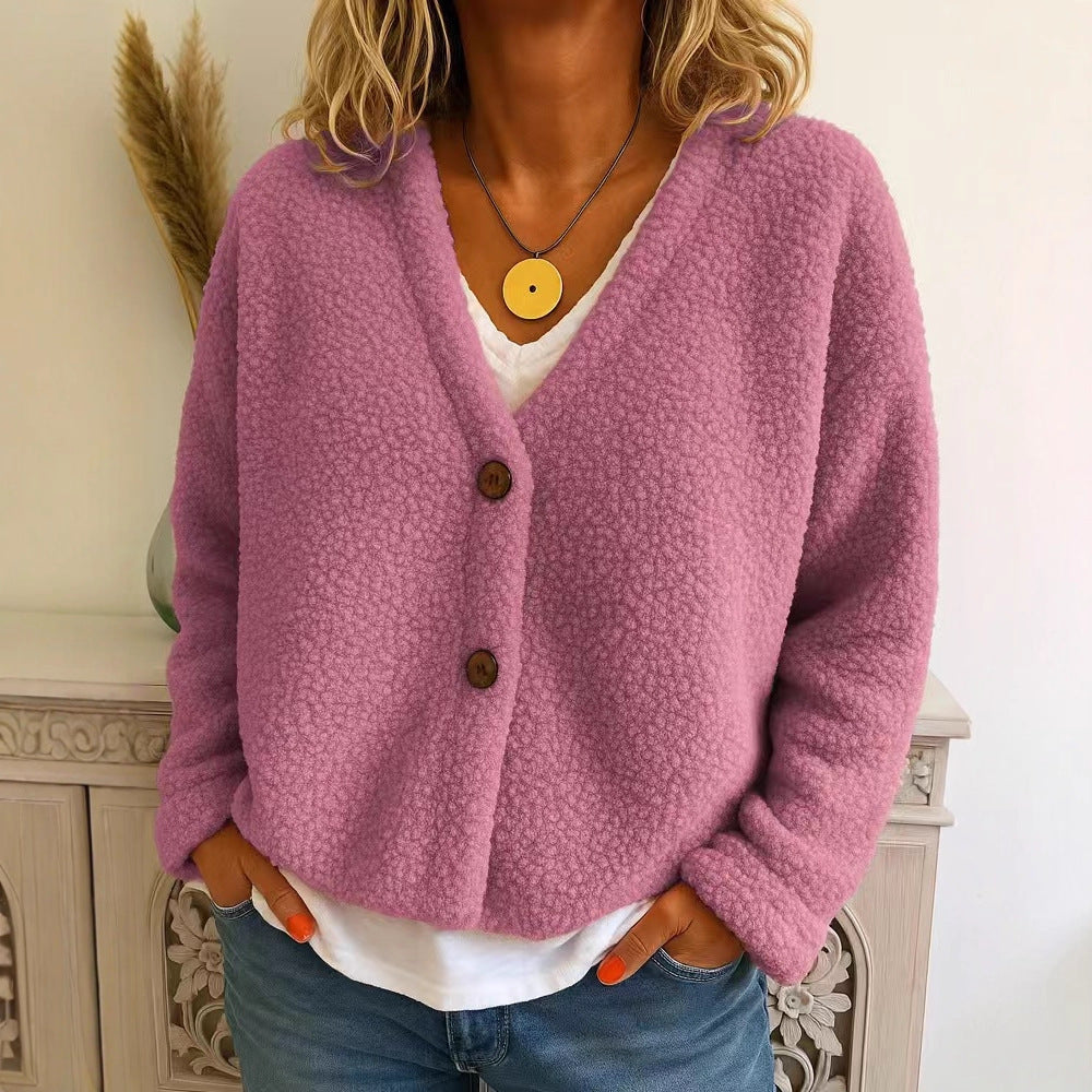 Dames Fleece Vest Warm met V-hals en Knopen → Dames Fleece Vest Warm en Comfortabel met Knopen