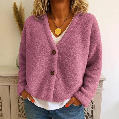 Dames Fleece Vest Warm met V-hals en Knopen → Dames Fleece Vest Warm en Comfortabel met Knopen