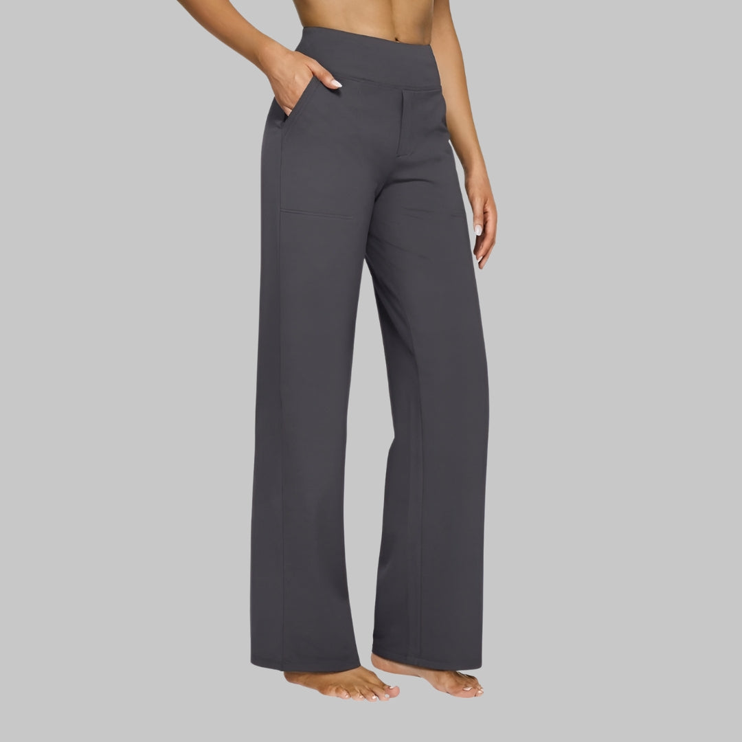 Dames Broek Hoge Taille Rechte Pijpen Met Zakken