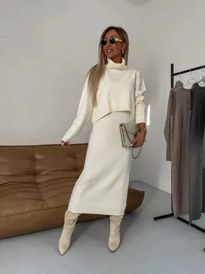 Elegante Jurk met Dolcevita Halslijn Comfortabele Stof