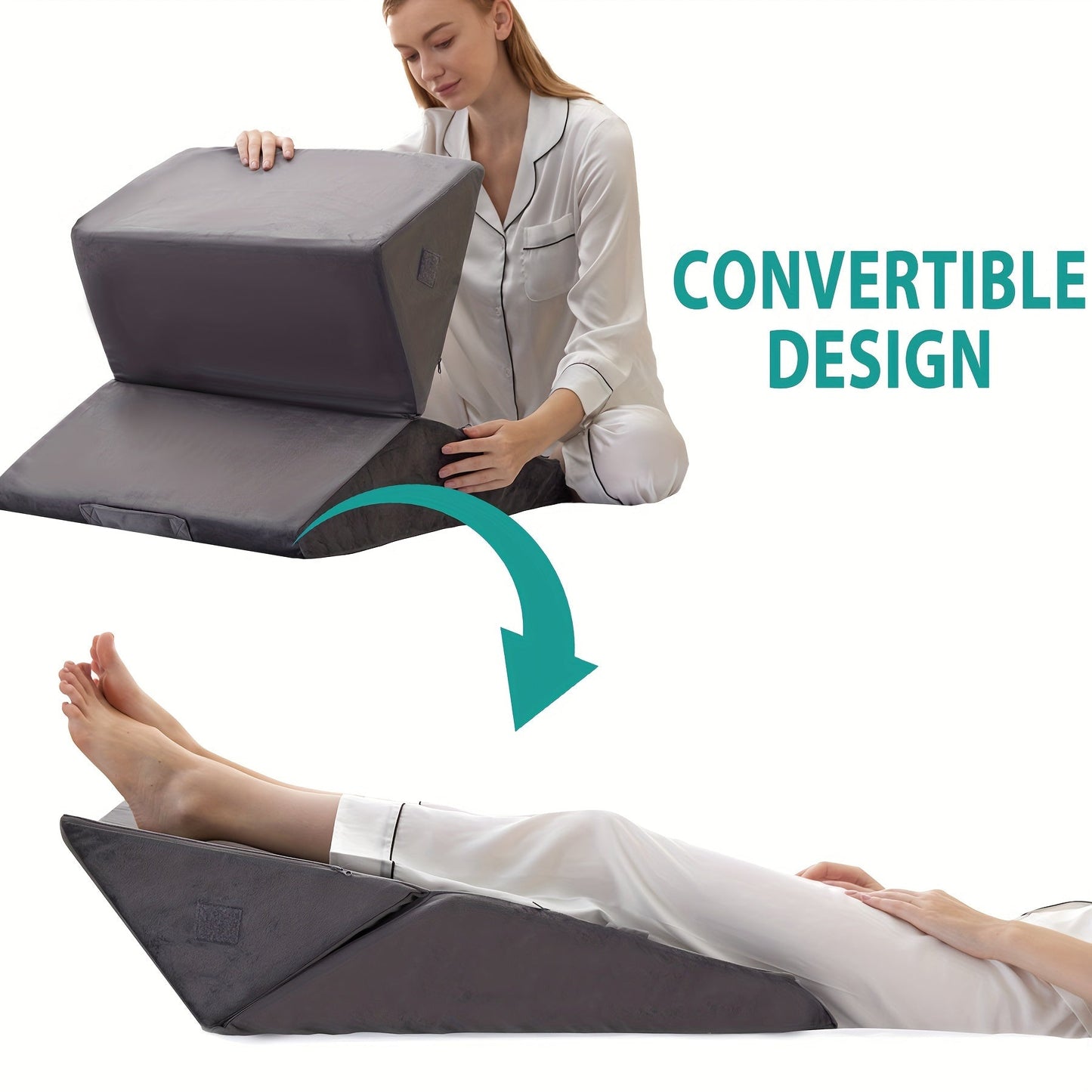 Verstelbaar Wigkussen voor Bed – Premium Memory Foam Ondersteuning Rug Benen Knieën Herstel