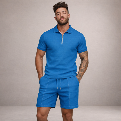 Heren Poloshirt en Shorts Set Slim Fit Ademend Korte Mouw