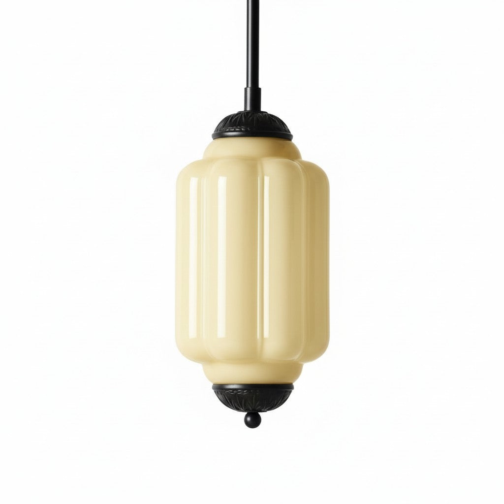 Vintage Melkglazen Hanglamp met Gegolfde Rand – Scandinavische Sfeerverlichting voor Keuken en Slaapkamer