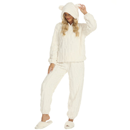 Dames Pyjama Set Zacht met Oortjes Hartjes Teddylook