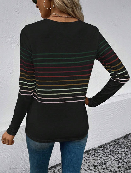 Dames T-shirt Lange Mouwen Streepjes Stijlvol Basic