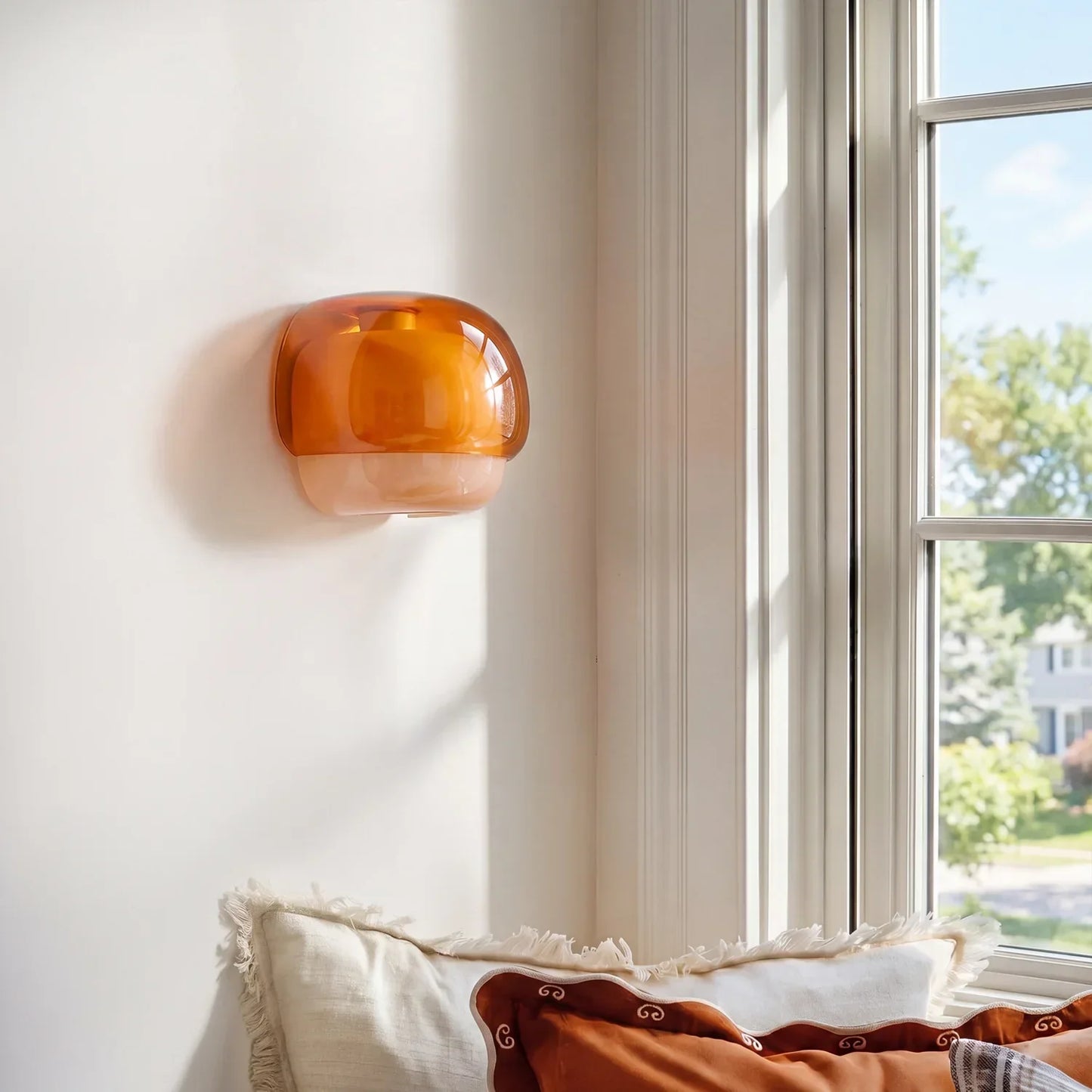 Moderne Glazen Wandlamp met Dubbele Paddenstoelkap – Kleurrijk Accent voor Slaapkamer en Gang
