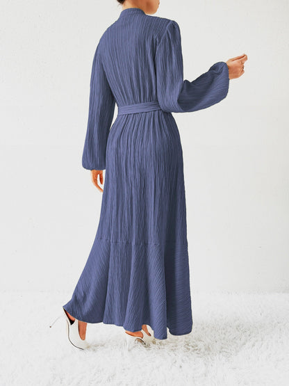 Vrouwelijke Jurk Lange Mouwen Taille Jurk met Accent