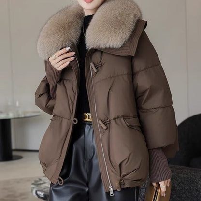 Dames Pufferjas Warm Imitatiebontkraag Stijlvolle Winterjas