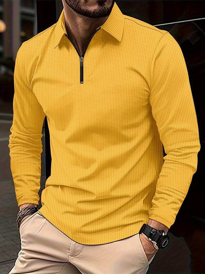 Heren Wafelshirt Lange Mouwen V-Hals Katoen