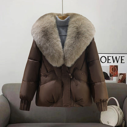 Dames Winterjas Luxe Imitatiebontkraag Koreaanse Look