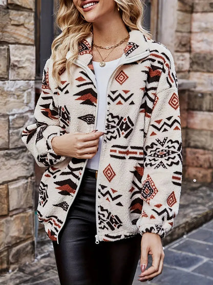 Fleecejack Warm Geometrisch Design Voor Dames en Heren - StudioMarella