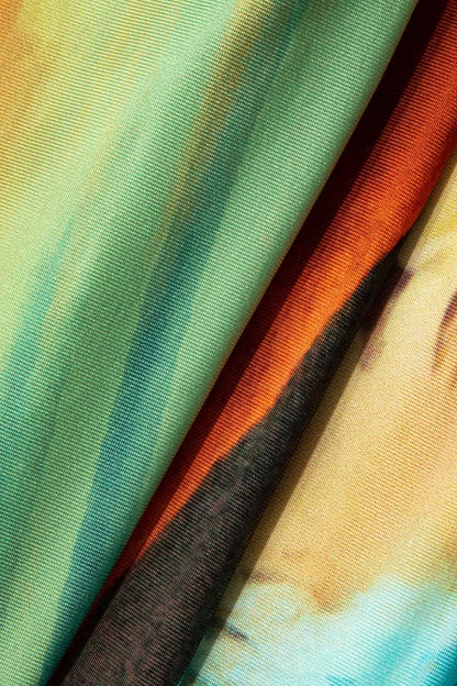Kleurrijke Mini-jurk met Asymmetrische Hals en Leuke Print