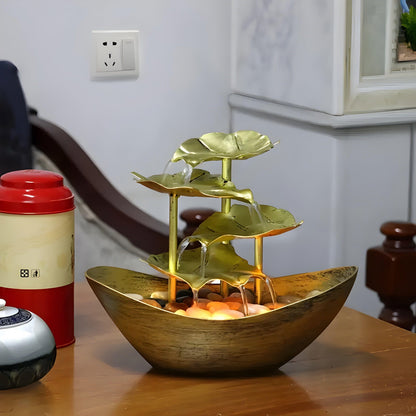 Tafelfontein LED Verlichting Metaal Vintage Ijzerblad Bureau Woonkamer Slaapkamer Waterornament Zen Sfeer