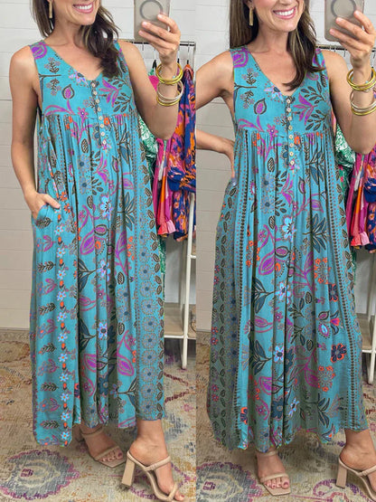 Jumpsuit Vrouw Bloemenprint Zomerjurk Vintage Look