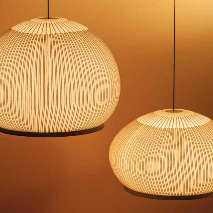 Japandi Hanglamp 3D Lycra 45 cm Beige Eettafel Woonkamer Dimbare LED Hanglamp Scandinavische Verlichting Interieur