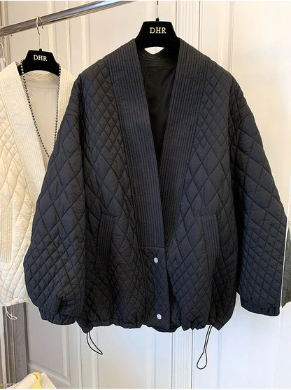 Violet Gewatteerde Jas Katoen Feminiene Retro Stijl - StudioMarella