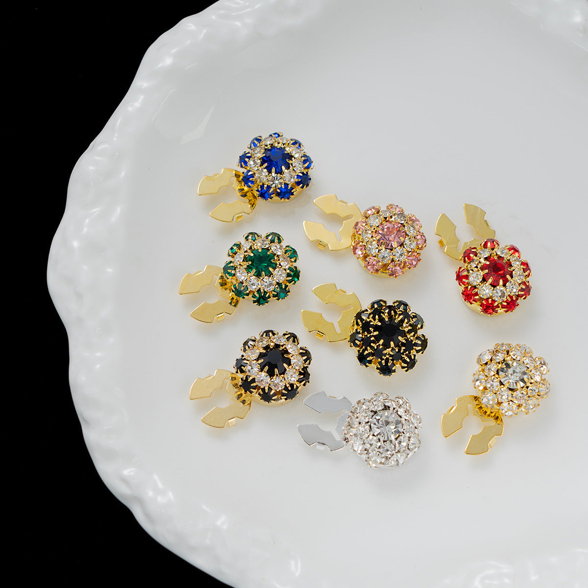 Dames Sierknopen met Steentjes Glitter Luxe Look