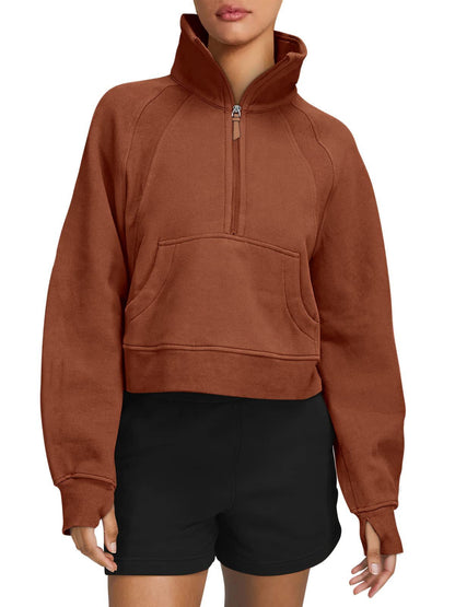 Dames Sweatshirt Zacht Sportief met Halve Rits
