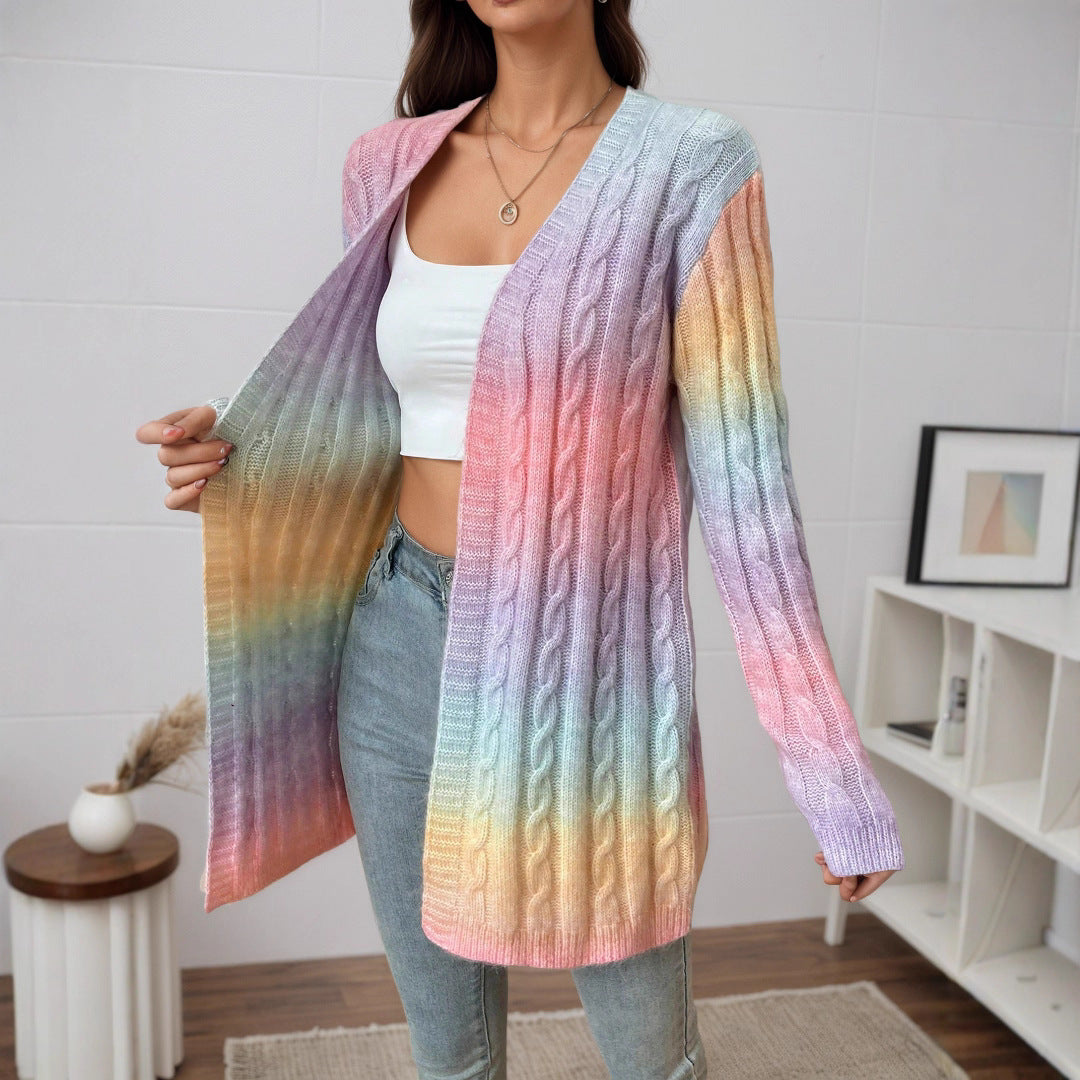 Dames Vest Gebreid Regenboogkleuren Warm en Stijlvol