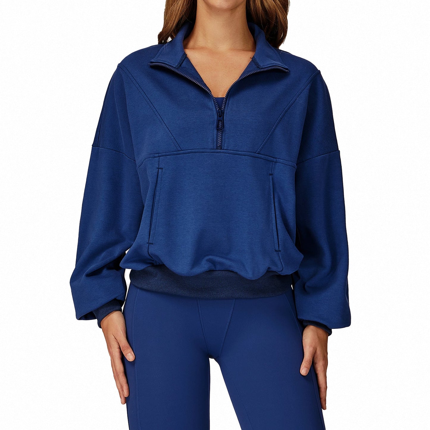 Dames Sweatshirt Sportief Met Halve Rits Comfortabel