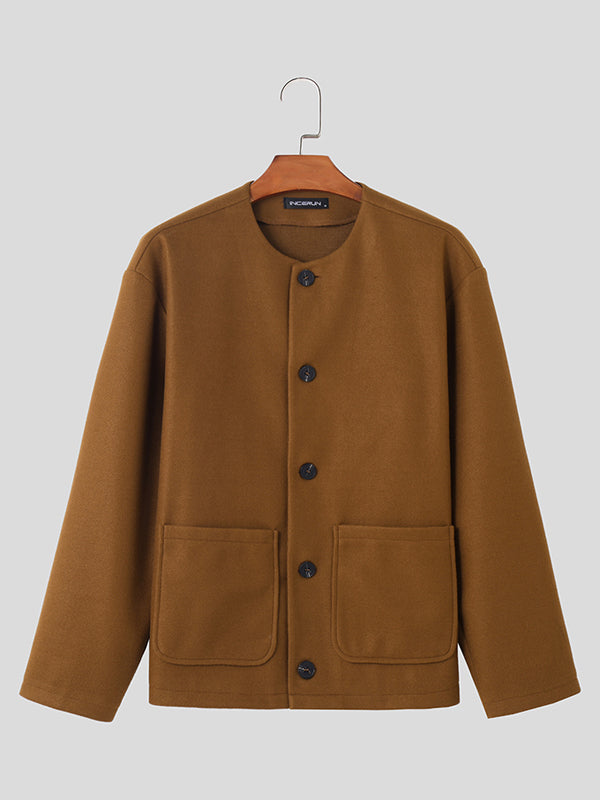 Tweed Jas Casual Mannen Blazer Met Knopen