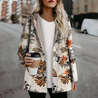 Damesjas Bloemenprint Warm en Comfortabel voor Herfst en Winter - StudioMarella