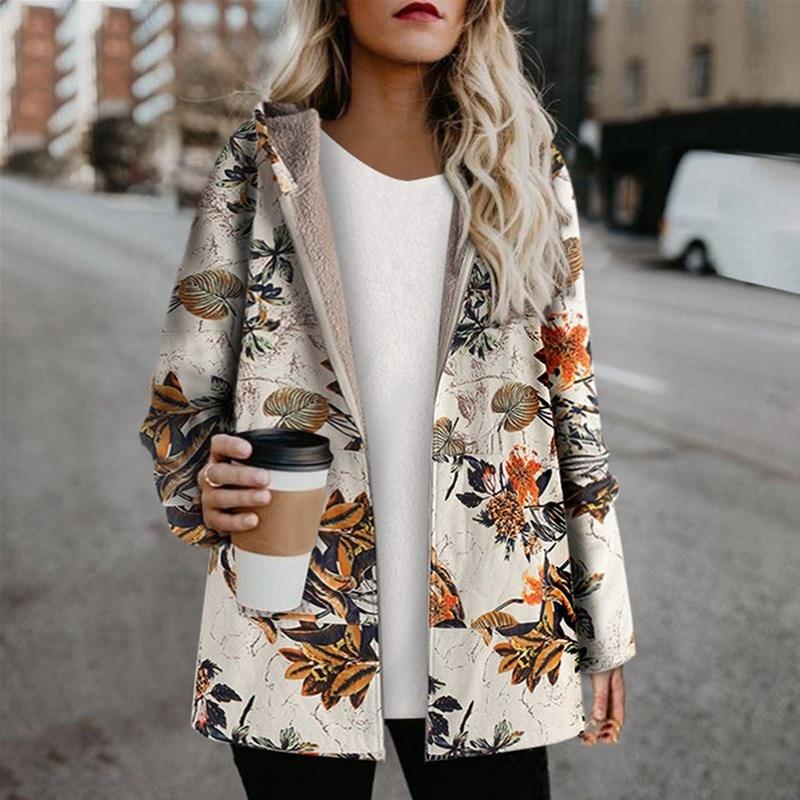 Damesjas Bloemenprint Warm en Comfortabel voor Herfst/Winter - StudioMarella