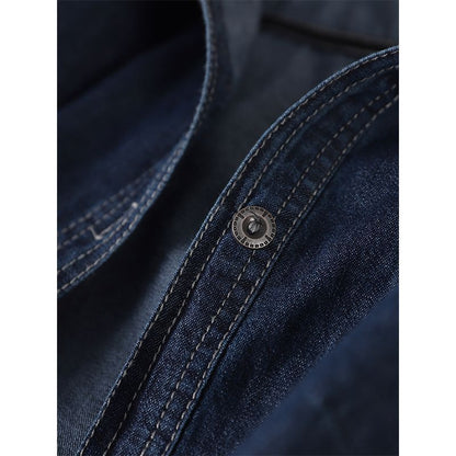 Dames Lange Denim Jas met Capuchon Casual Stoer