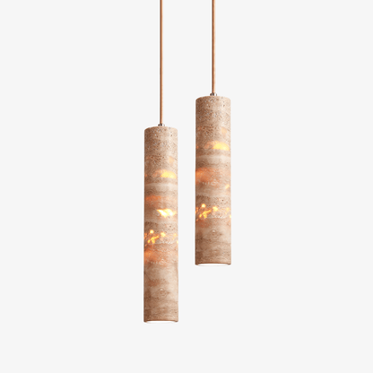 Hanglamp Travertin Cilinder Ø 6 cm Natuursteen Beige Eettafel Kookeiland Bar Verstelbare Hanglamp E27