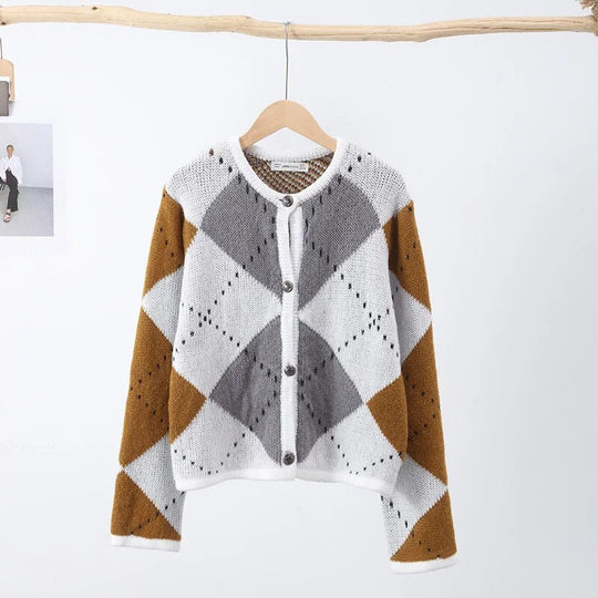 Gebreide Cardigan Geblokt Zacht en Comfortabel - StudioMarella