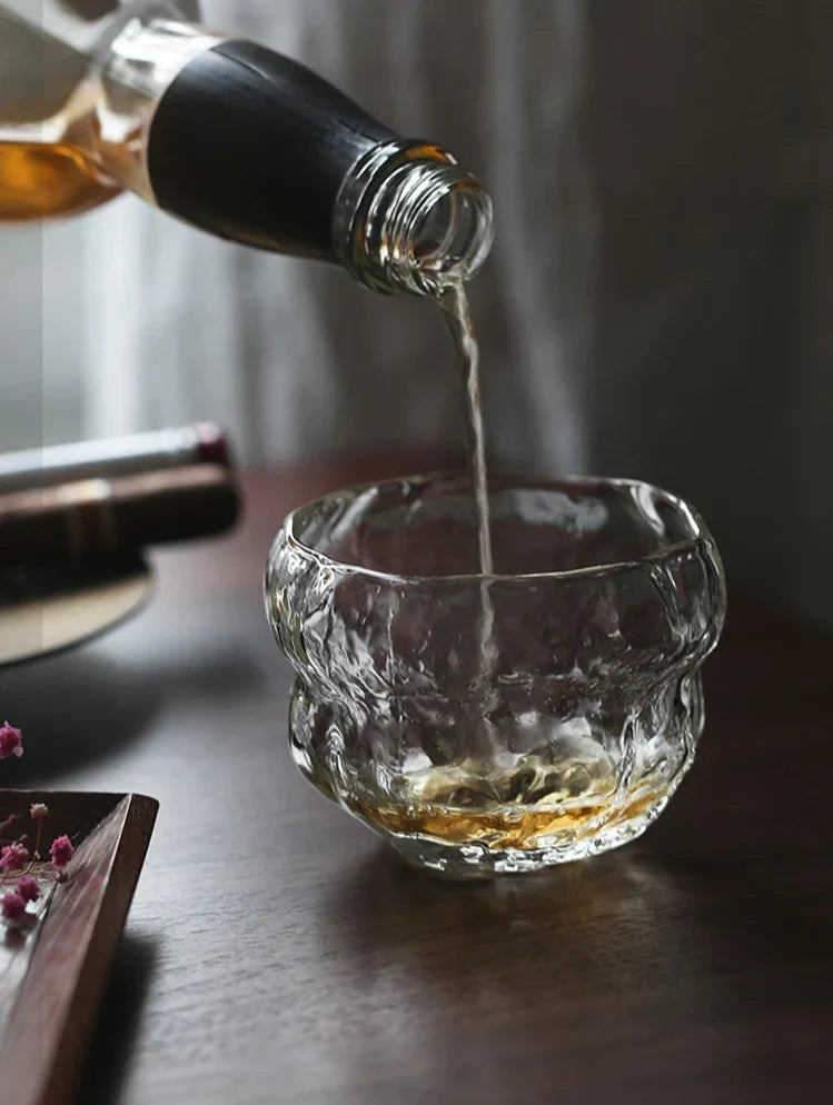 Japans Whiskeyglas met Traditioneel Mochi-Ontwerp 240ml Hittebestendig Glas Handgemaakt Dessert Cadeau Luxe Whiskyglazen Set Houten Verpakking