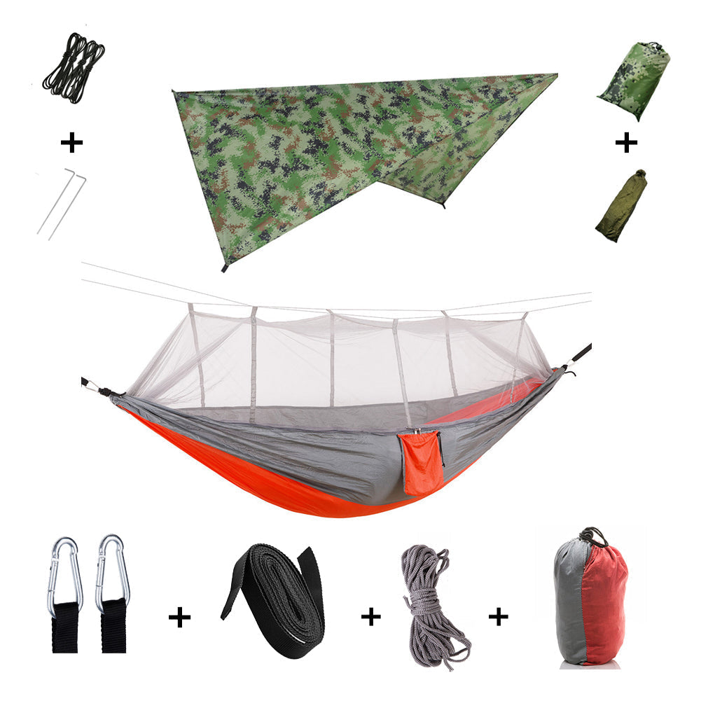 Camping Hangmat voor 2 Personen met Regenscherm en Muskietennet