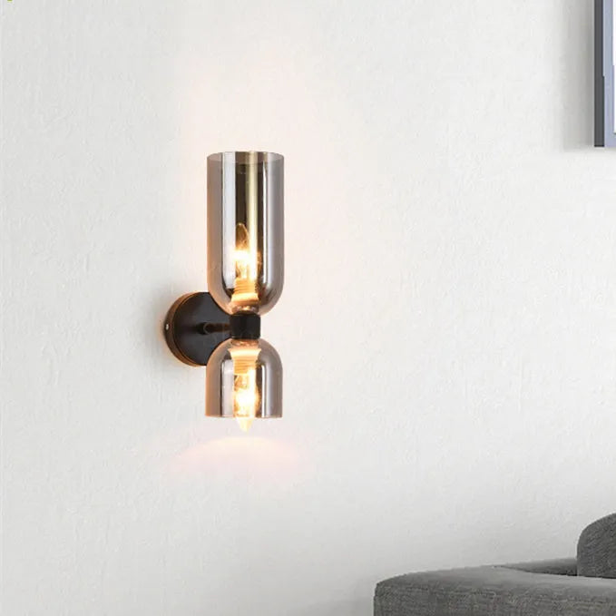 Wandlamp Dubbel Glas IJzer Moderne Wandverlichting Gang Slaapkamer Woonkamer E12