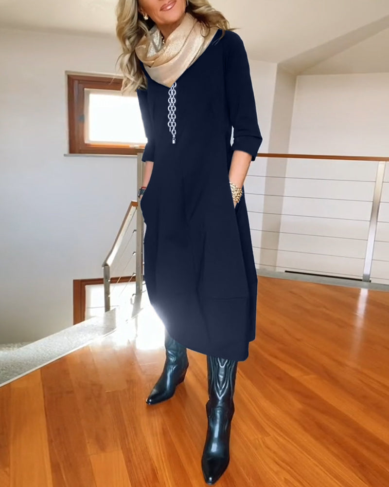 Vrouwelijke Elegante Jurk Comfortabele Stijl