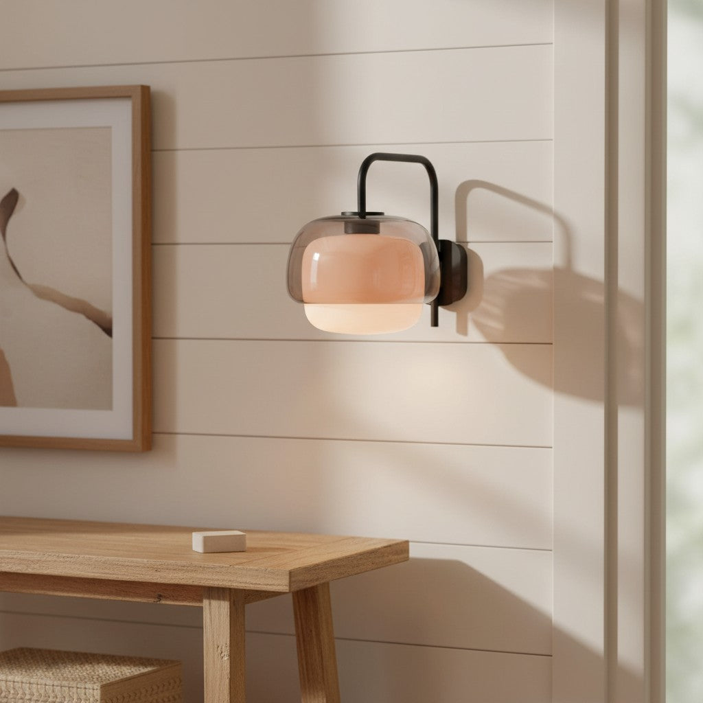 Gekleurde Glazen Wandlamp met Ronde Kap – Groen, Roze, Oranje – Moderne LED Verlichting