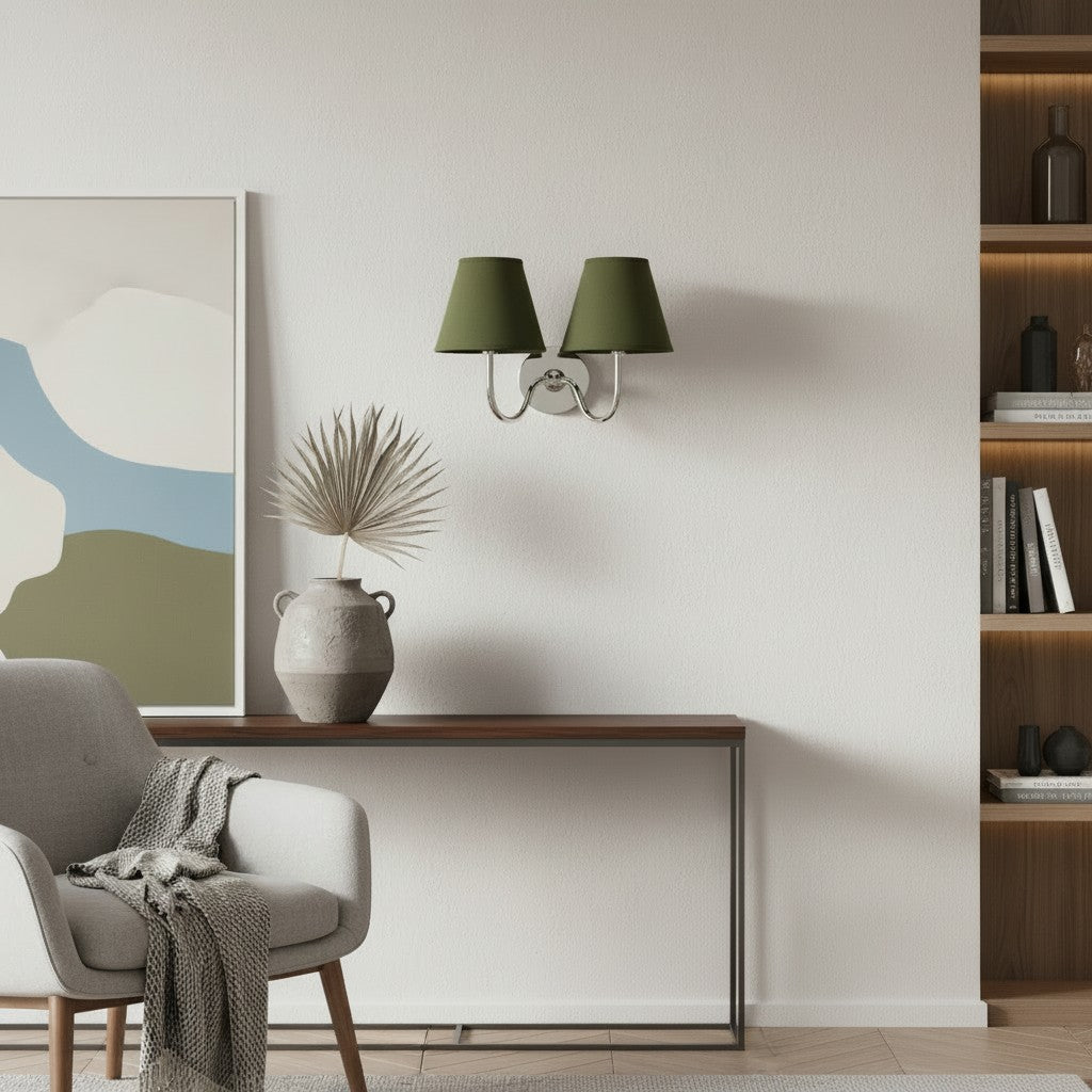 Wandlamp met Geplisseerde Stoffen Kap – Klassieke Verlichting voor Slaapkamer en Woonkamer