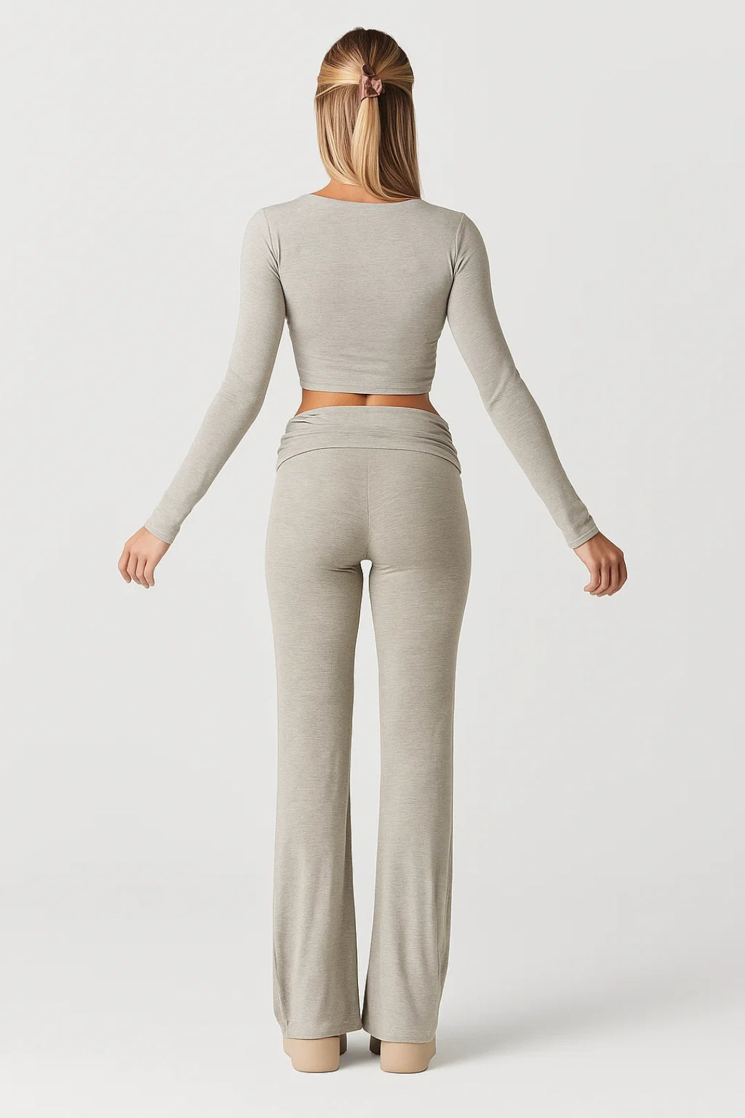 Dames Loungewear Set Flared Broek en Crop Top Comfortabel