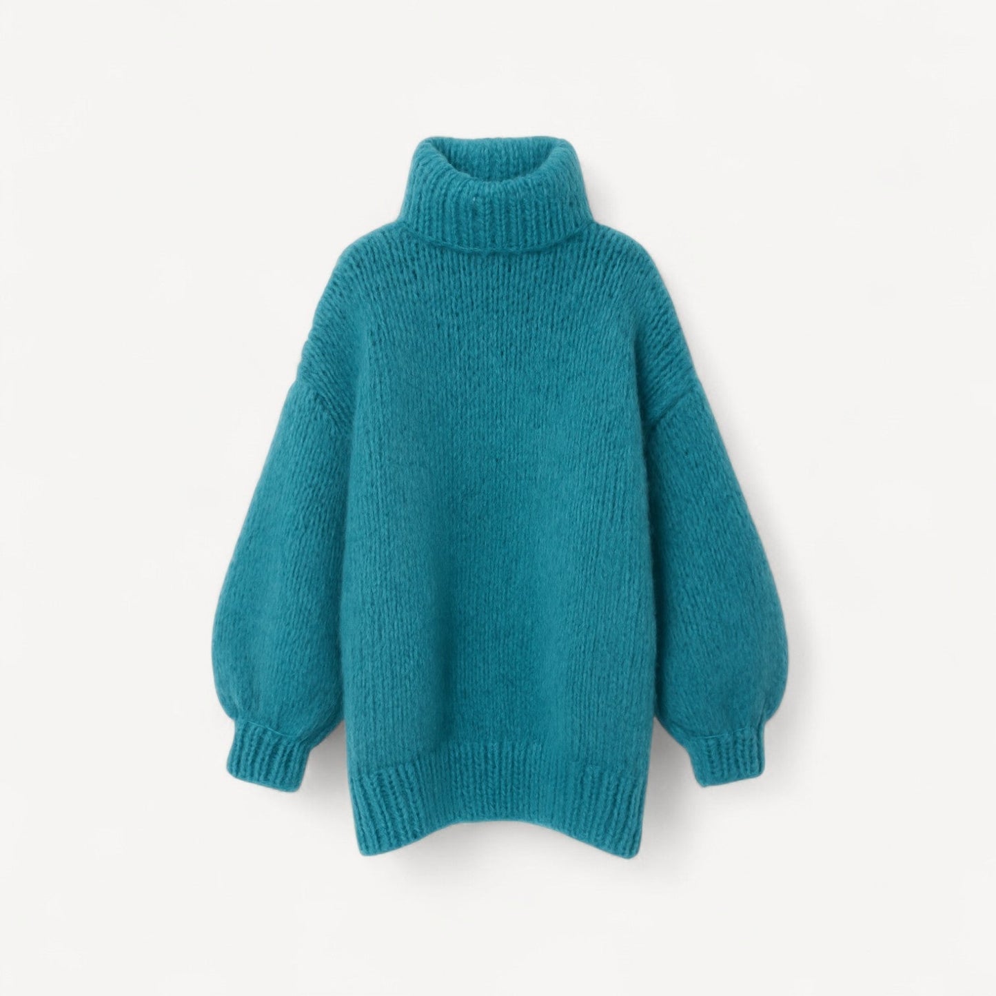 Dames Trui Gebreid Oversized met Hoge Hals en Ballonmouwen