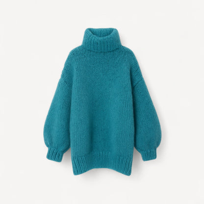 Dames Trui Oversized Gebreid met Hoge Hals en Wijd Mouwen
