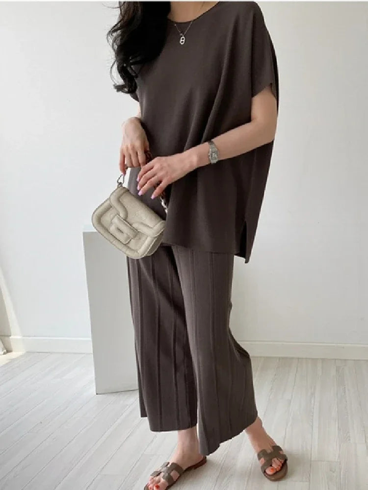 Gebreide Tweedelige Set Urban Chic Stijl
