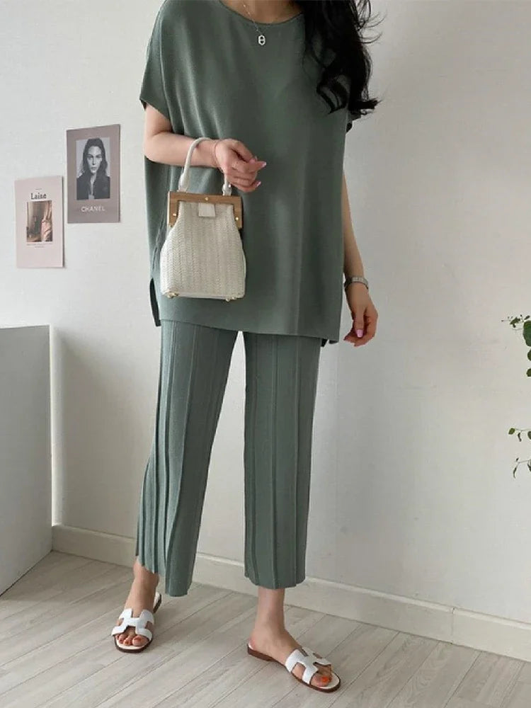 Gebreide Tweedelige Set Urban Chic Stijl
