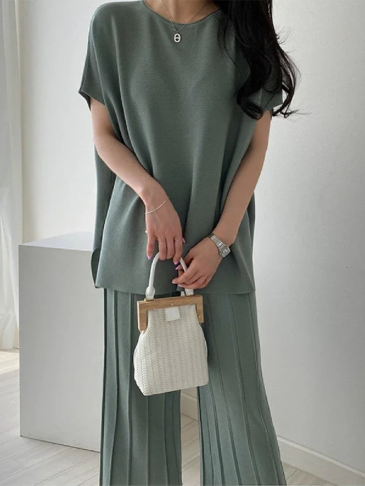 Gebreide Tweedelige Set Urban Chic Stijl