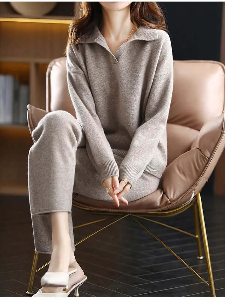 Dames Tweedelige Set - Oversized Trui en Rechte Broek