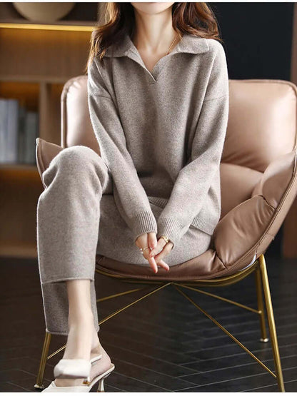 Dames Tweedelige Set - Oversized Trui en Rechte Broek
