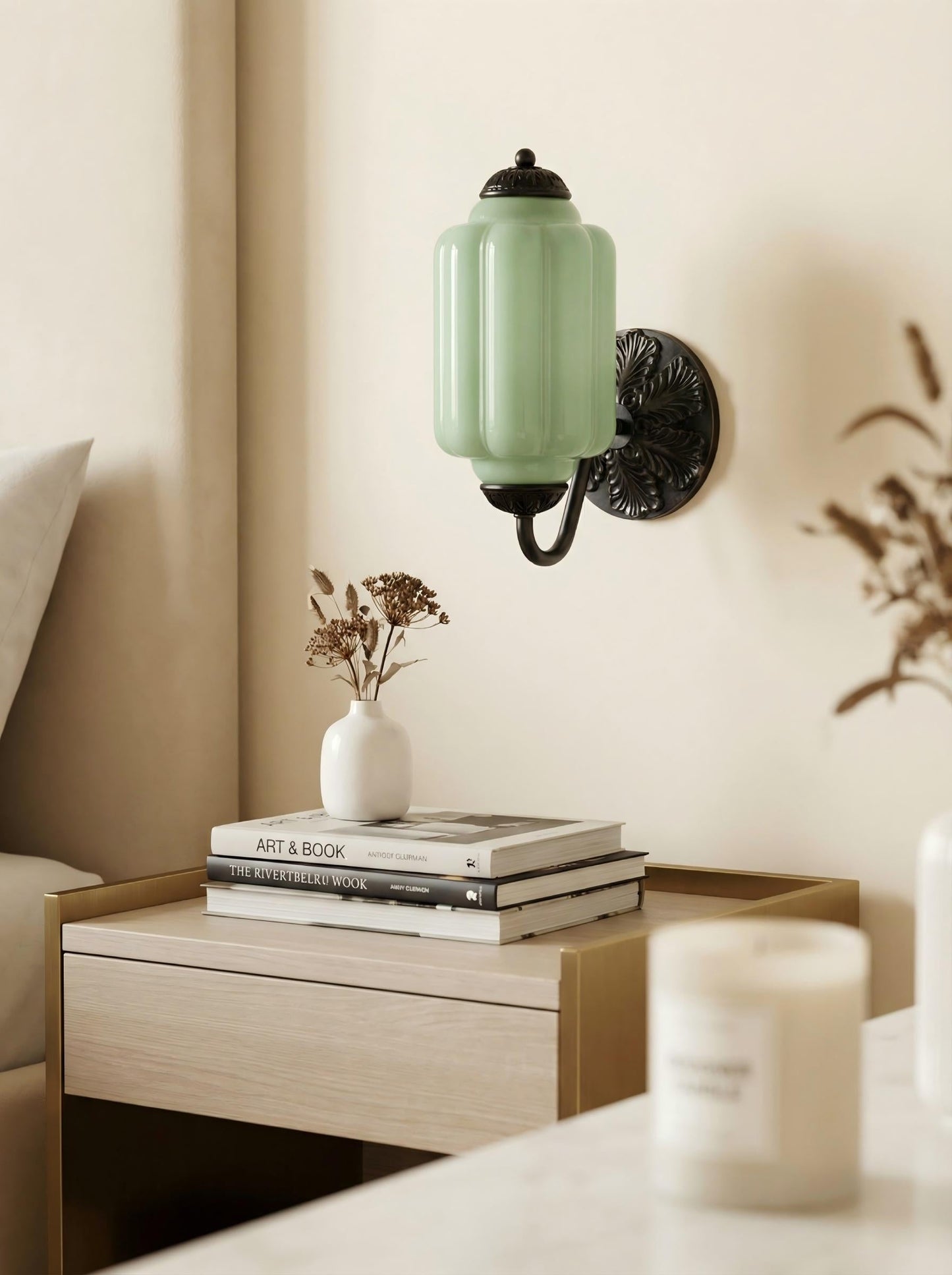 Melkglazen Wandlamp Eloise voor Hal en Slaapkamer | Vintage Wandverlichting met Melkwit Glas