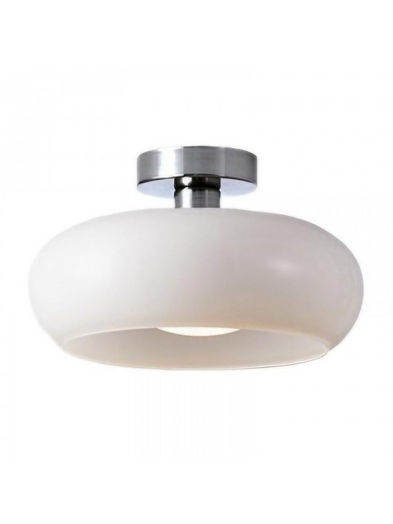 Plafondlamp Glazen Schijf Bauhaus Design Messing of Chroom Oranjegeel of Wit Glas Retro Stijlvolle Verlichting