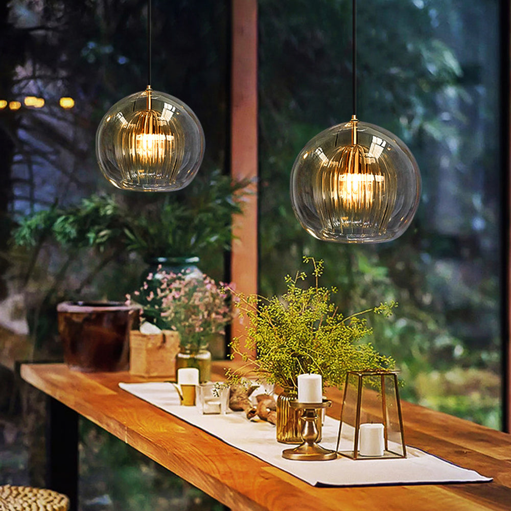 Glazen Globe Hanglamp Helder & Amber Bol Verlichting Eetkamer Slaapkamer
